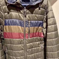 Free Country Men's Tri-Color Hooded Puffer Jacket / Size L