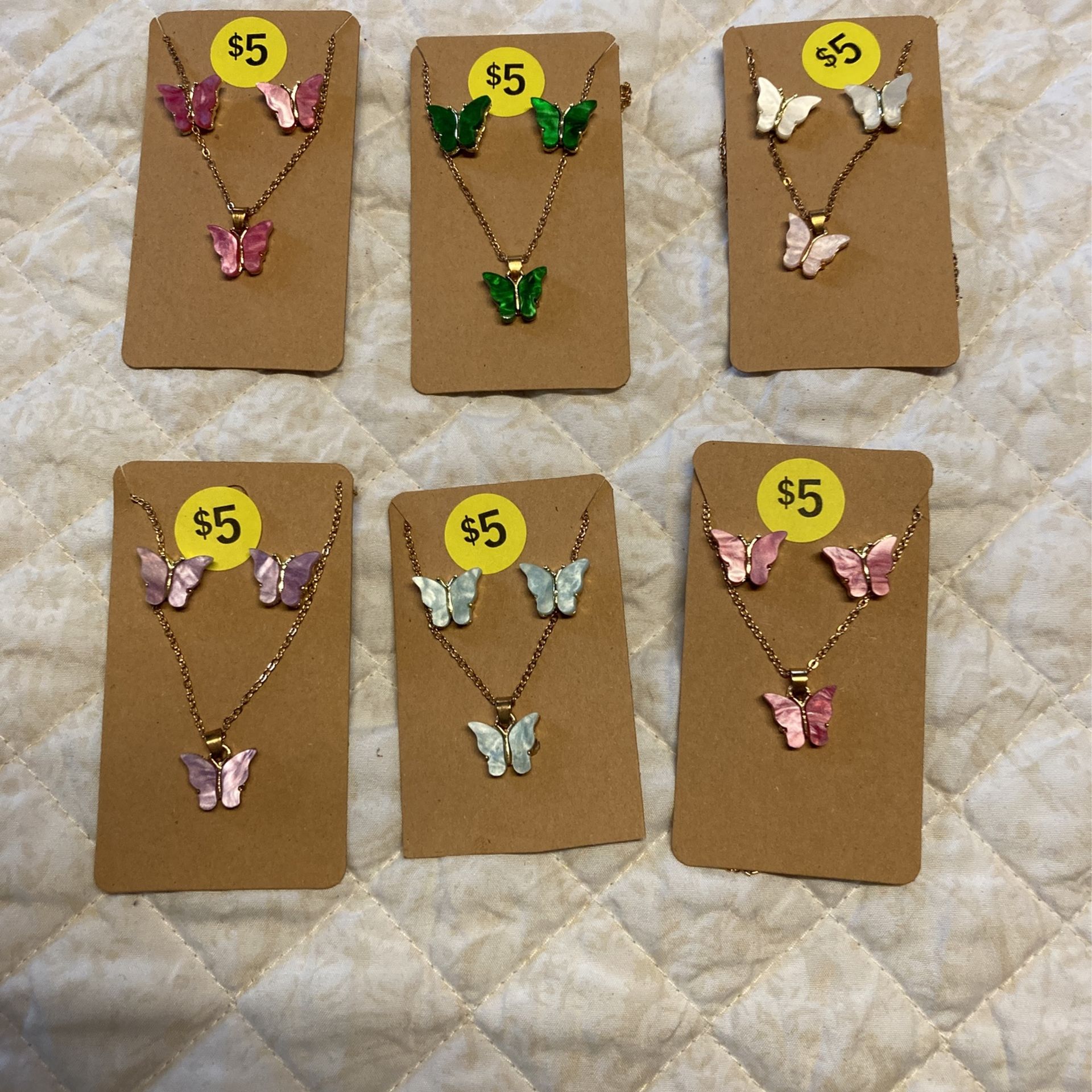 Birthstone Months Butterflies Earring Necklace Set