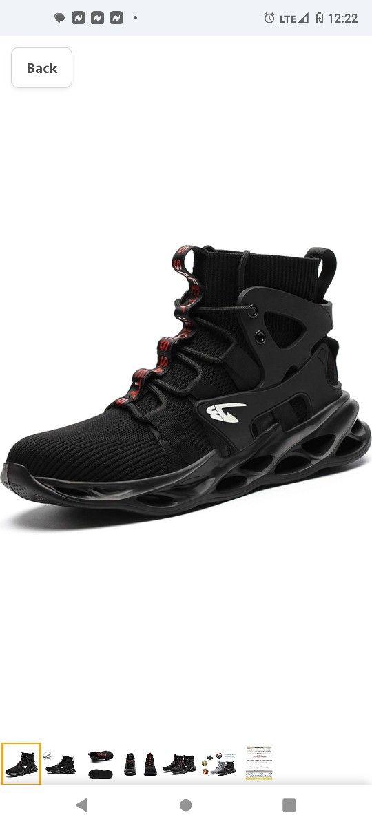 LUOLOCSN - BLACK WORK SAFETY STEEL TOE BOOTS