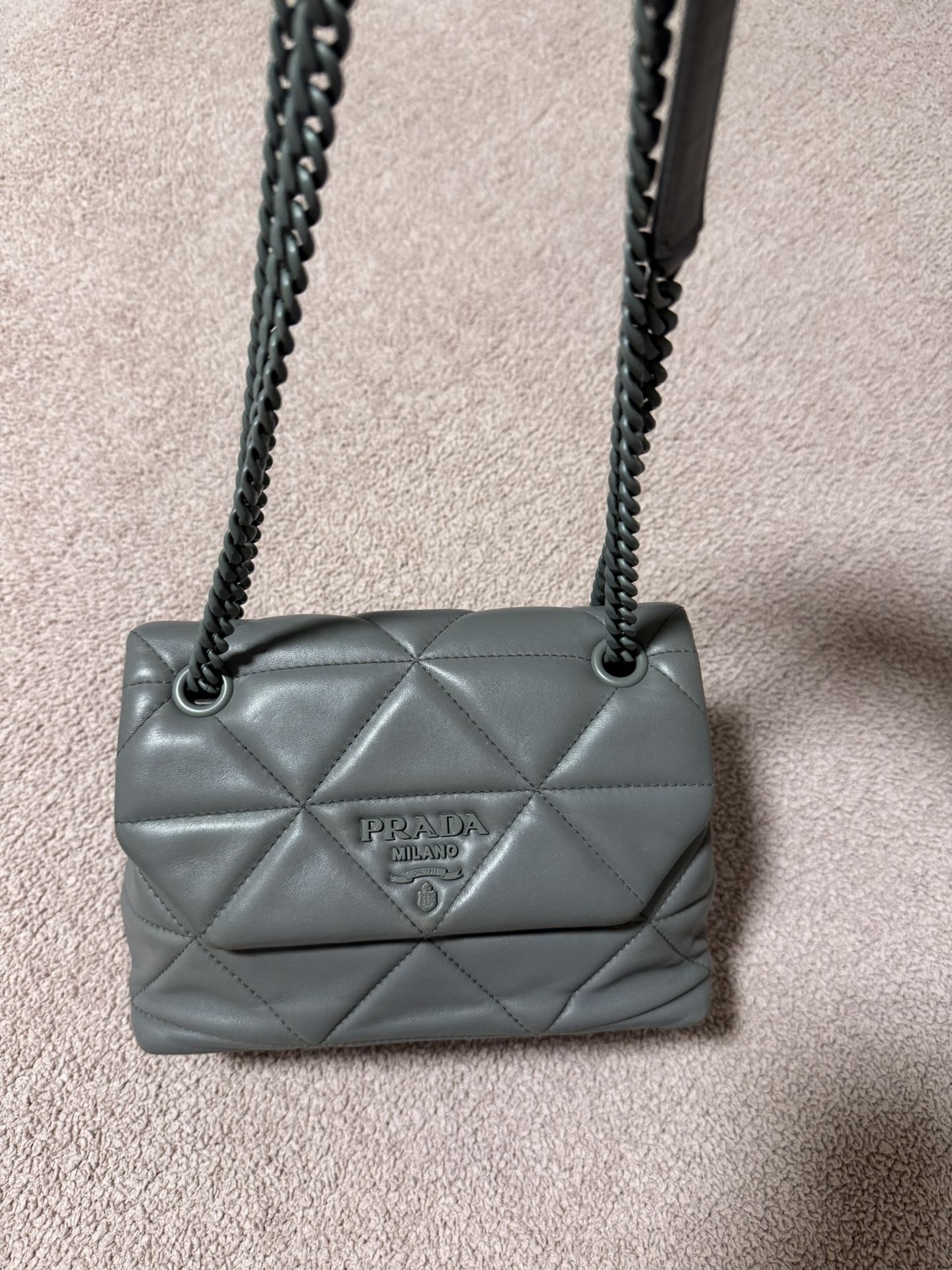 Prada Nappa Triangle Stitched Small Spectrum Bag Marmo