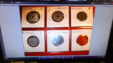 Six vintage sales tax tokens