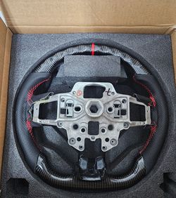 BRAND NEW 2015-2023 FORD MUSTANG ECO BOOST/ GT/ SHELBY GT350/ GT350R Real Carbon Fiber Steering Wheel Without Replacement Trim