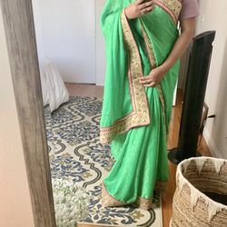 Brand new chiffon saree blouse indian party wedding