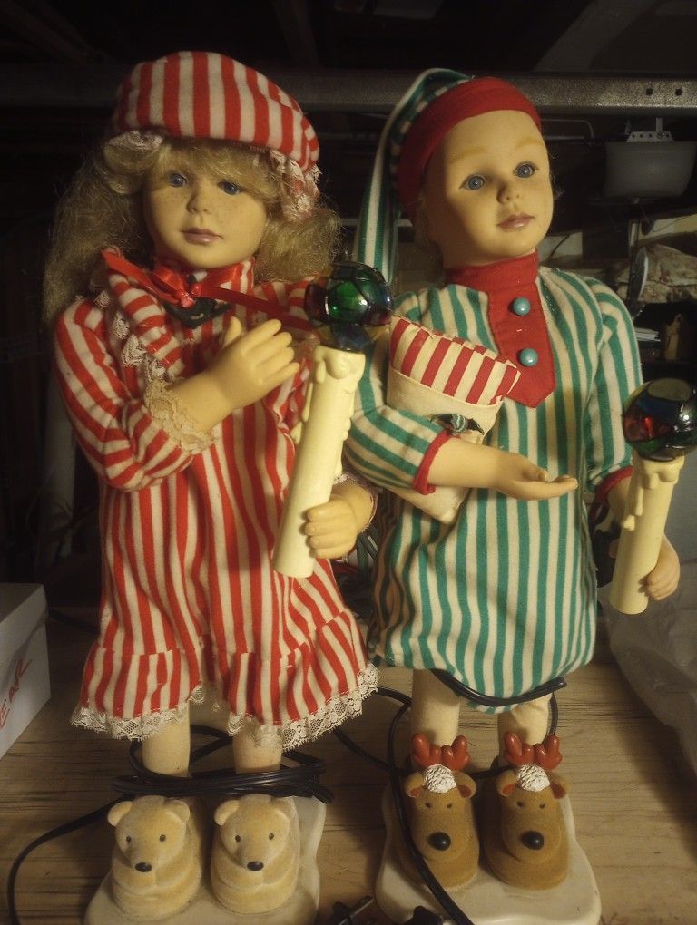 Antique Christmas Dolls /They Move With Light Candle 