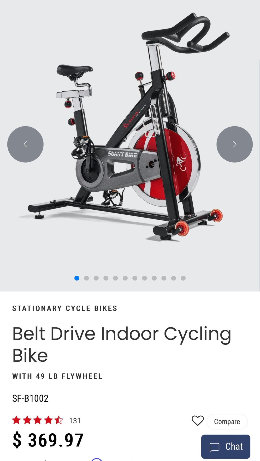 Sunny Health & Fitness SF-B1002 Belt Drive Indoor Cycling Bike