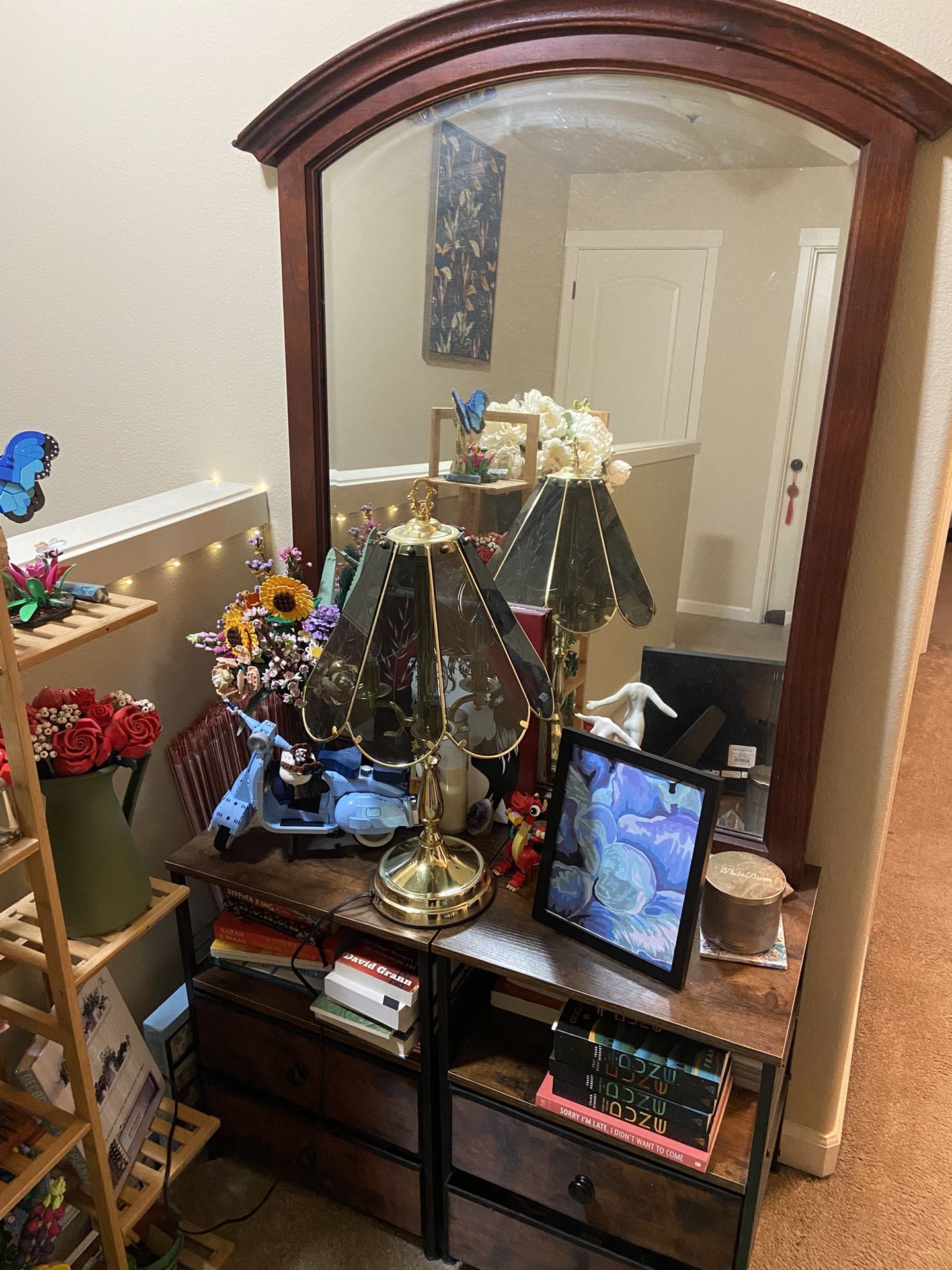 Antique Mirror and End Tables