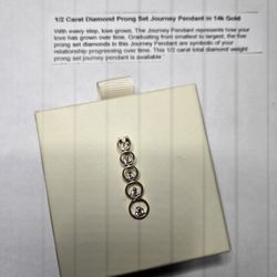 1/2 Carat Diamond Prong Set Journey  Pendant In 14k Yellow Gold 