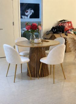 Brand New In Box！Modern French Cream Upholstered Dining Chair！multiple available !