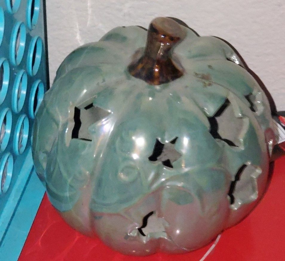 GREEN GLASS PUMPKIN