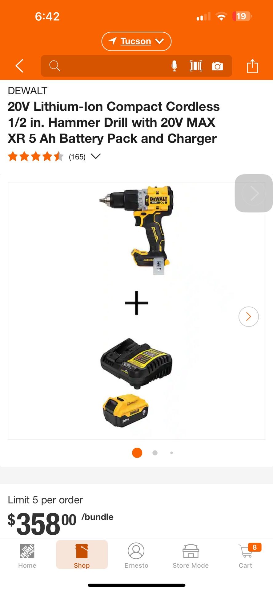 DEWALT 20V Lithium-Ion Compact Cordless 1/2 in. Hammer Drill with 20V MAX XR 4Ah Battery Pack and Charger