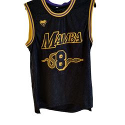 KOBE BRYANT MAMBA JERSEY Men's Basketball HOF Embroidered Black NBA Lakers (M)

