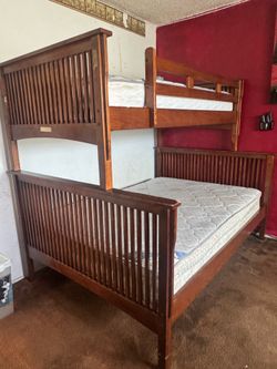 Bunk bed Brown twin, full bottom heavy wood