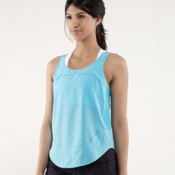 LULULEMON Spry Light Blue Run: Featherweight Singlet Tie Back Workout Tank Top