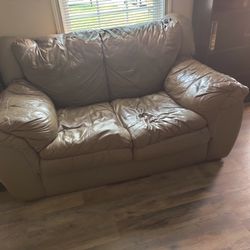 Real Leather Loveseat Sofa 
