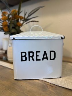 Vintage inspired Large White Enamel Bread Box