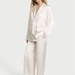 Victoria's Secret Long Satin Bridal Pajama Set 