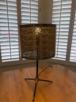 Metal Perforated Drum Shade Table Lamp