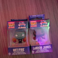 Funko Pop Keychain Space Jam Wet/Fire And LeBron James Bundle 