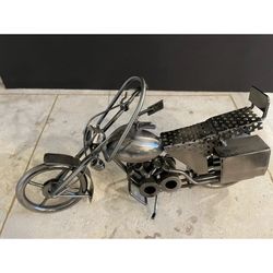 Motorcycle Chopper Metal Art Made With Nuts And Bolts Handmade