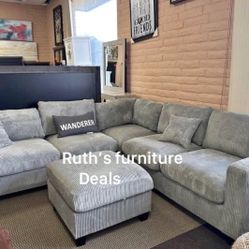 Beautiful 4-Pc Corduroy Sectional Sofa Set