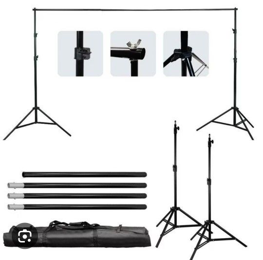 10x6.5ft Adjustable Background Support Stand Photo Studio Backdrop Crossbar Set