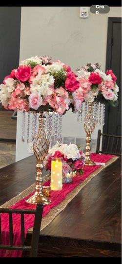 Pink florals with stands