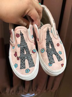 Pink Eiffel Tower Slip-On Canvas Sneakers