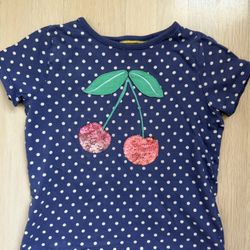 Girls Mini Boden cherry shirt sequins size 5-6 (116cm)