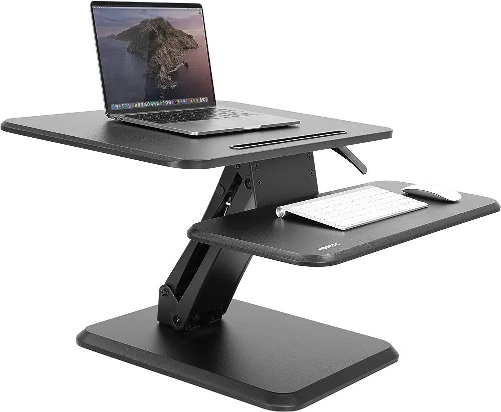 Mount-It! Height Adjustable Standing Desk Converter, 25” Wide Desktop - Sit-Stand Converting Desks with Gas Spring for Home, Office

