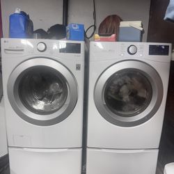 LG Front Load Washer & Dryer w/ Pedestals 