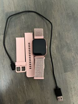 Pink Smart Watch with Extra Band and Charger