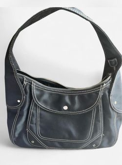 BCBG Paris Black Shoulder Bag with Contrast Stitching