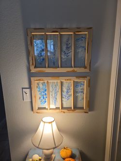 Rustic Window Frame Botanical Wall Art Set