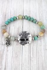 *NEW ARRIVAL* Happy Camper Turquoise Beaded Stretch Bracelet *See My Other 200 Items*