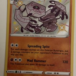 Pokemon Shining Fates Shiny Vault Galarian Runerigus Shiny Holo Card # SV066/SV122