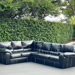Couch/Sofa Sectional - Black - Faux Leather - Delivery Available 🚚