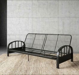 Aiden Futon Frame, Modern Design, 3-in-1 Convertible Sofa Bed, Sturdy Metal Frame, Easy Assembly, Black Product Images and Videos (AI Generated Alt Te