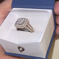 14k Rose&White Gold Diamond Cluster Ring Si1
