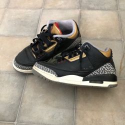 Women Size 7 Air Jordan Retro 3 Black Gold