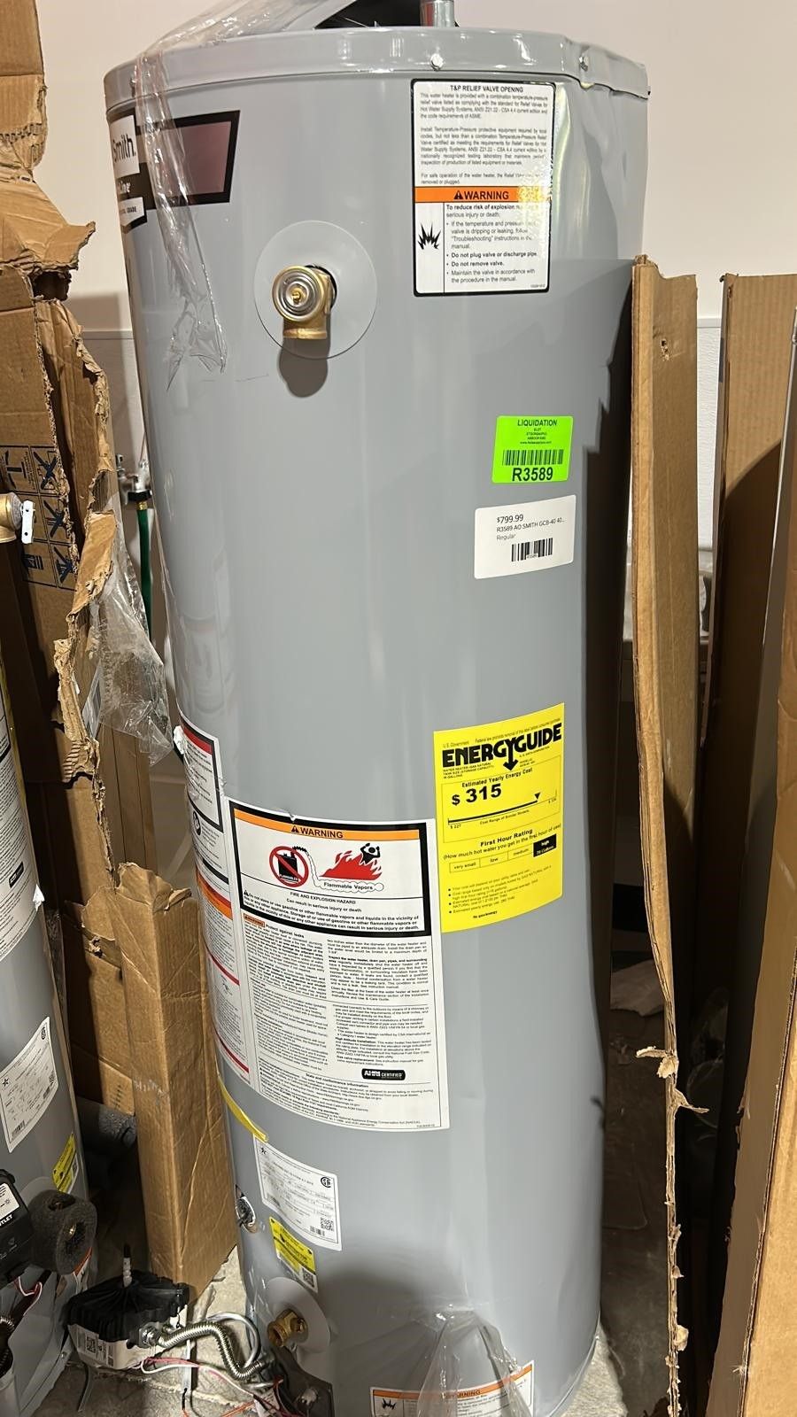 AO SMITH GCB-40 40 Gallon - 40,000 BTU Water Heater