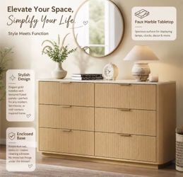 Dresser 6 drawers white marble top