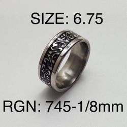 Stainless Steel Ring Band For Men & Women: Size-6.75/RGN-745-1