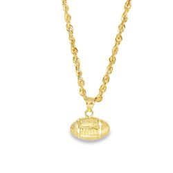 10k Yellow Gold Charm Necklace with Football Pendant