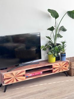 Solid mango wood TV console