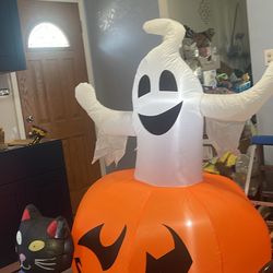  Halloween Inflatable 5FT Ghost Black Cat and Pumpkin, LED Blow Up check more pictures