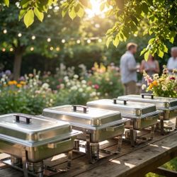 4 Pack Stainless Steel Chafing Dishes with 10-Quart Trays for Buffet Service