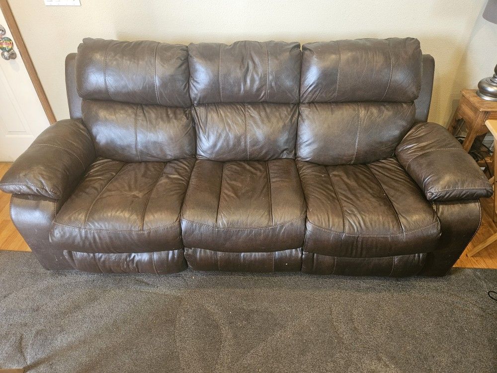AFW Leather Reclining Couch, Loveseat And Recliner