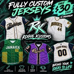 Fully custom baseball jerseys
