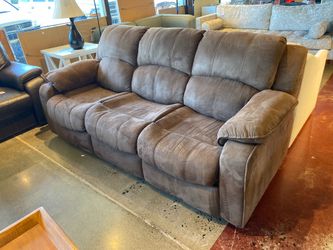 Brown Upholstered Three Seater Sofa