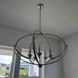 Polished Steel Dining Room Chandelier 